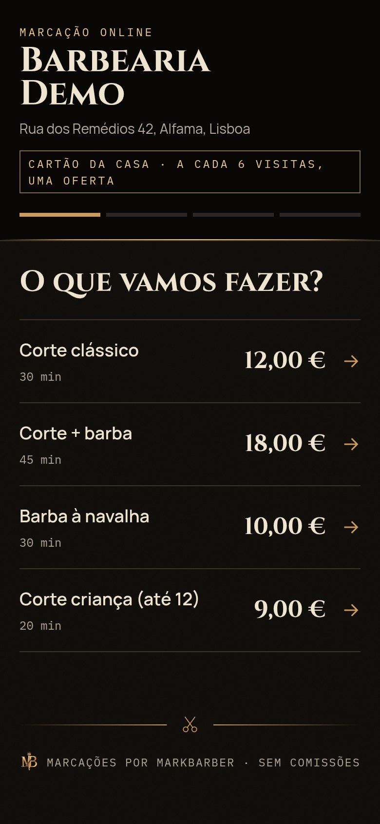 Passo 01 da marcação: o serviço