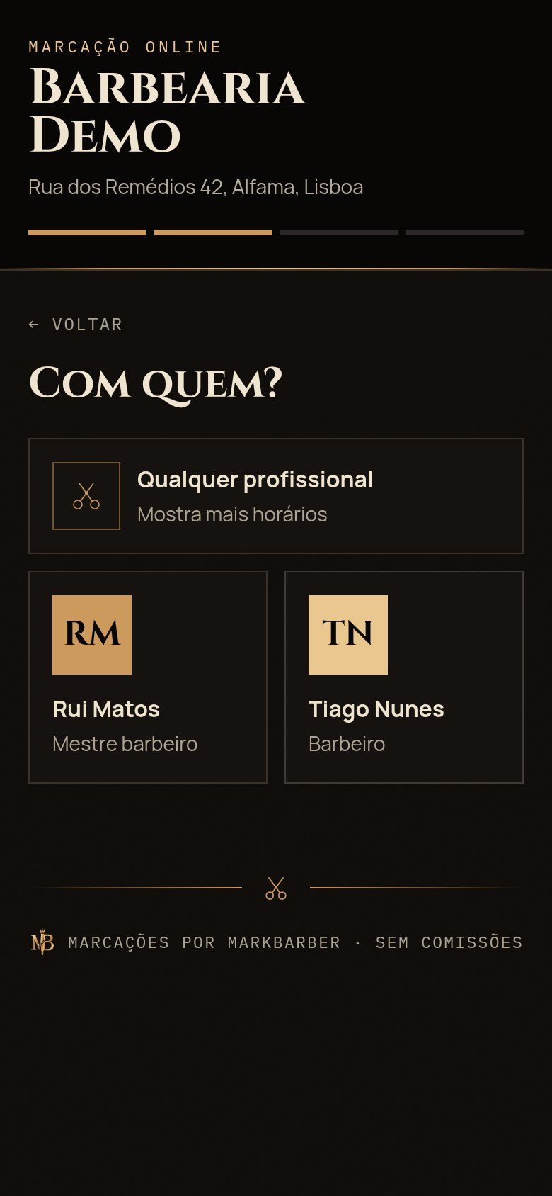 Passo 02 da marcação: com quem